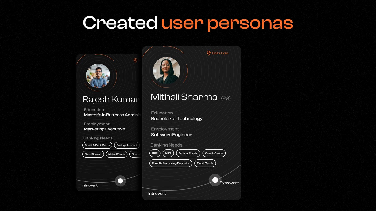 User personas created from interview research
